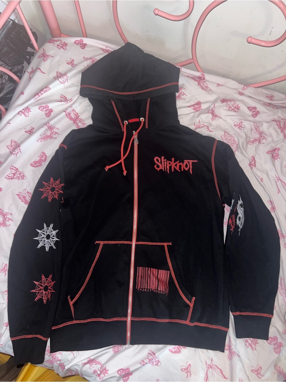 Slipknot Black & Red Zip-Up Hoodie - Band Logo